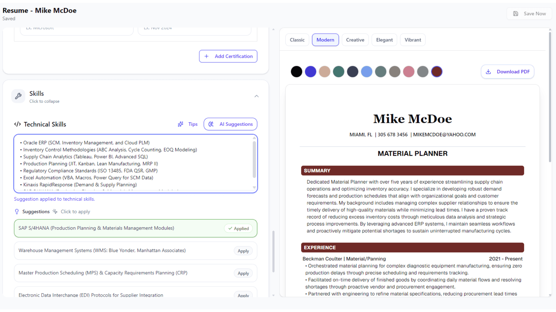 improve existing resume